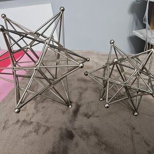 Silver Geometric Star Sculptures
